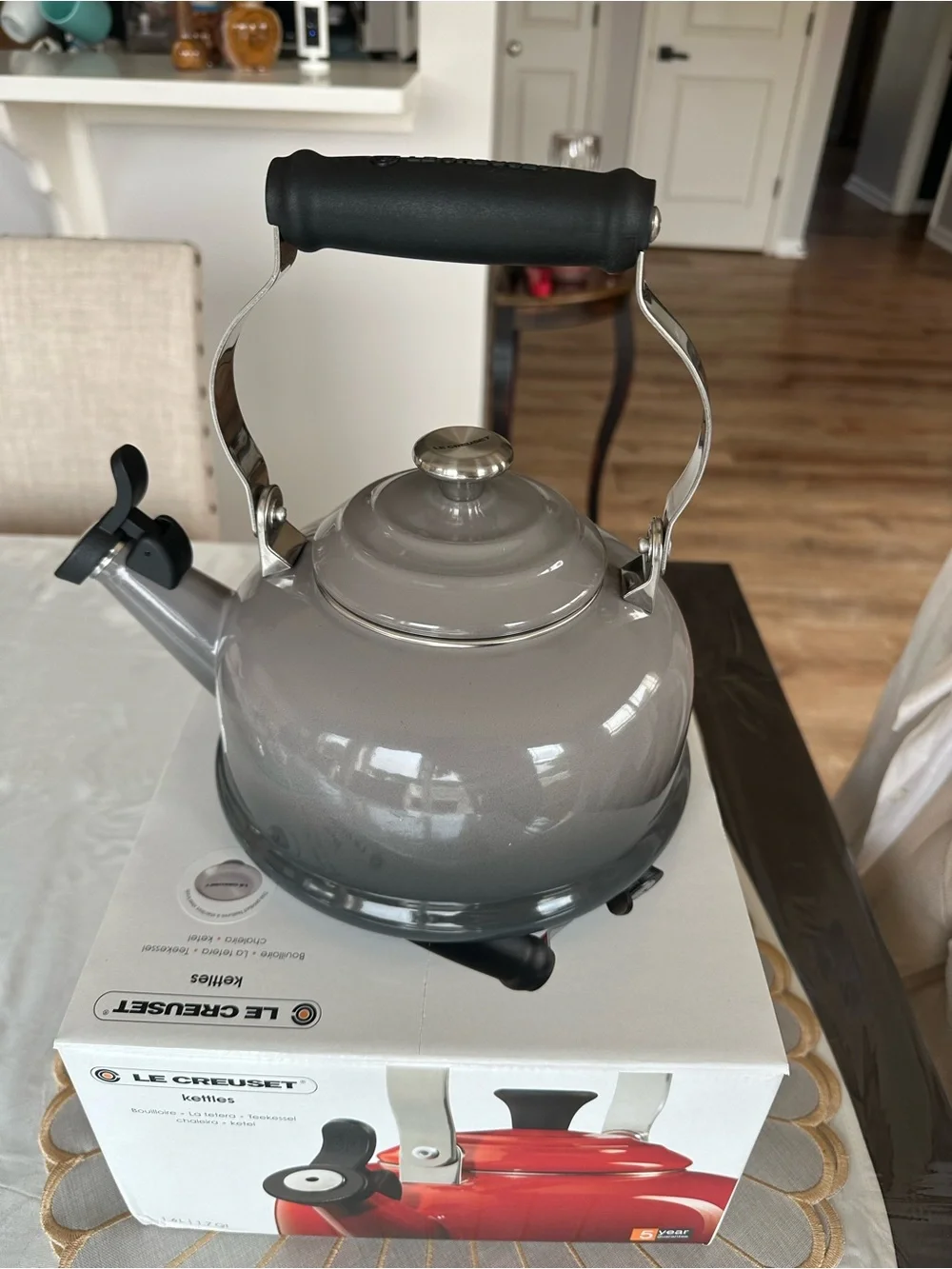 Le Creuset oyster Whistling Kettle with Stainless Handle